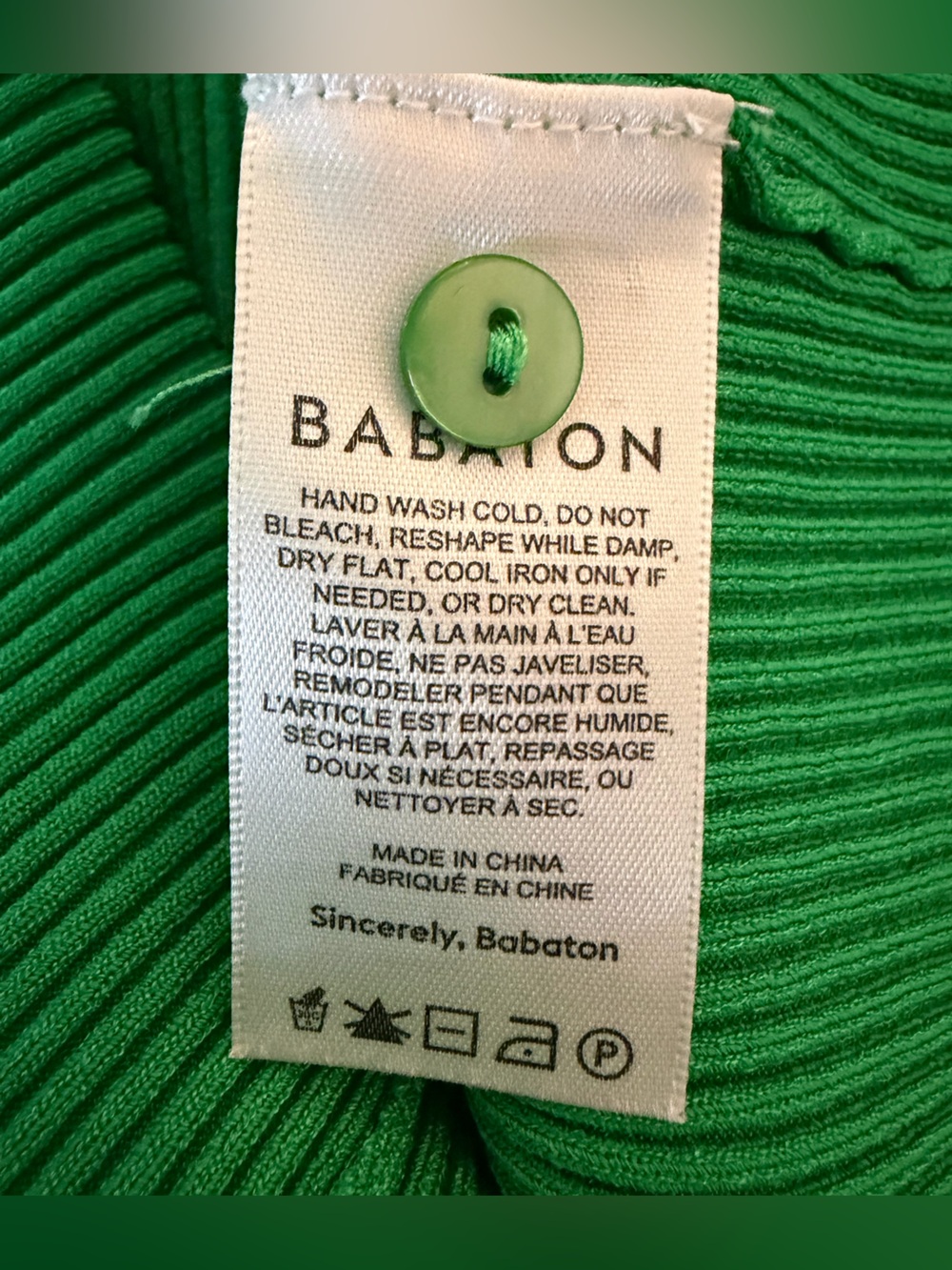 Babaton Bright Green Ribbed Button-Down Collared Top - Picture 3 of 4